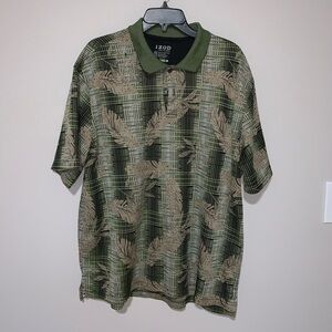 IZOD Green and Tan Plaid Men's Shirt XXL